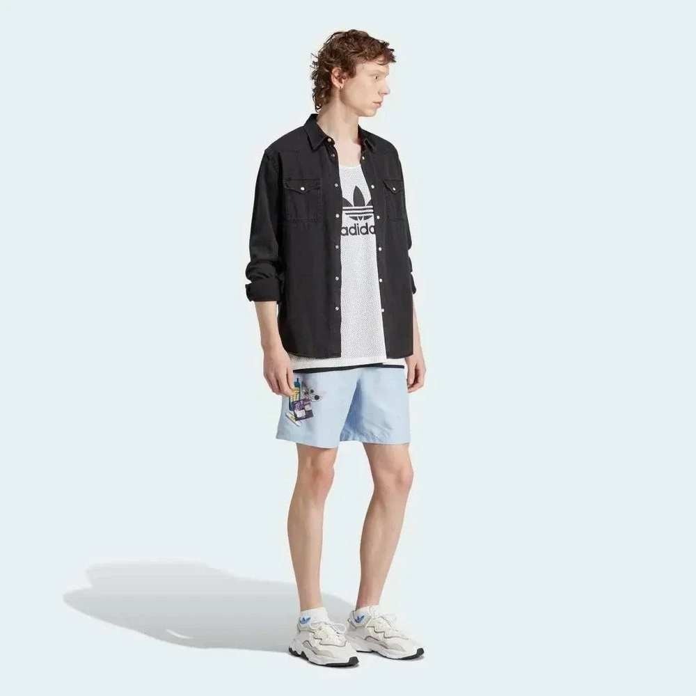 Adidas Originals Multi GFX Shorts Blue Dawn Retro Y2K Graphic Mens L NEW
